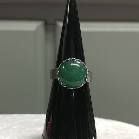 Green Aventurine Ring Natural Gemstone Adjustable Stainless-Steel Ring Crystal - Picture 4 of 13